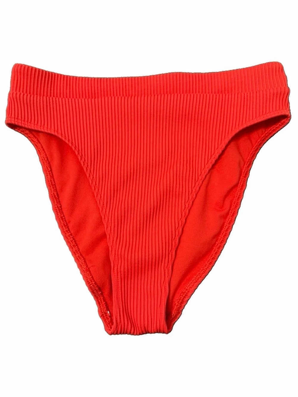 Hollister Women's Small Bikini Bottom Ribbed Coral High‎ Waist Cheeky Swimwear